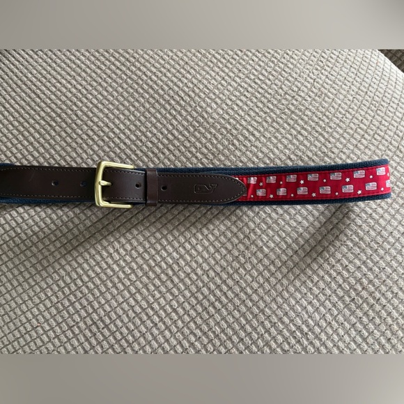 Vineyard Vines Patriotic American Flag Star Print Americana Canvas Belt 32 - Picture 12 of 12